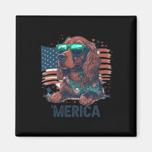 4. Juli Patriotic Irish Setter Dog Merica Magnet