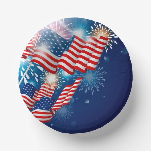 4. Juli Patriotic Paper Bowls Pappteller (Vorderseite)