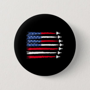 4. Juli Patriotic Red White Blue Usa Flag Figh Button