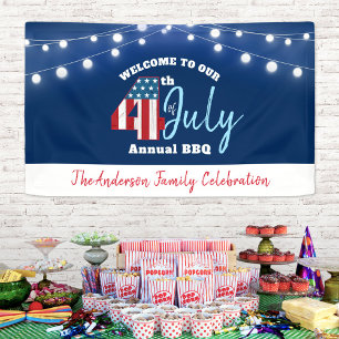 4. Juli Patriotic Red White Blue USA Flag Lights Banner