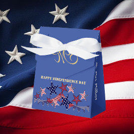 4. Juli Patriotic Stars Monogram Custom Party Geschenkschachtel