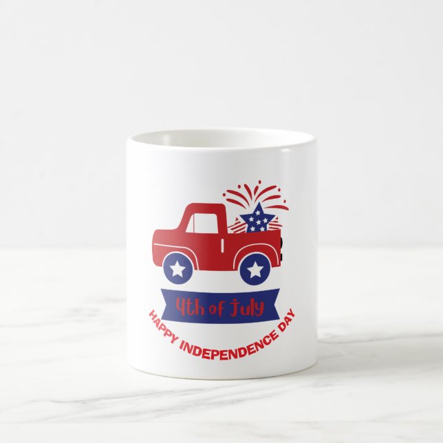 "4. Juli" Patriotic Truck Design Custom Kaffeetasse (Mittel)