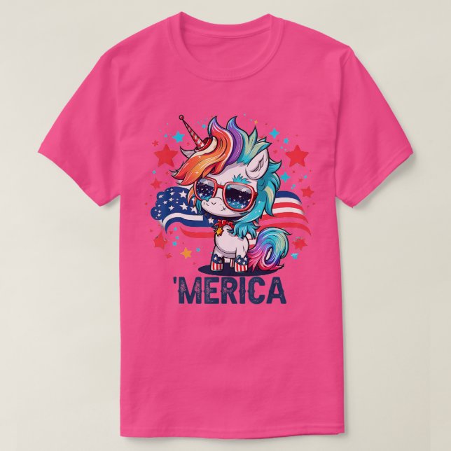 4. Juli Patriotic Unicorn Merica T-Shirt (Design vorne)