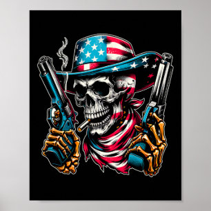 4. Juli Patriotic USA Skeleton Skull US Americ Poster