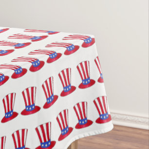 4. Juli Patriotic USA Uncle Sam Stars Stripes Hat Tischdecke