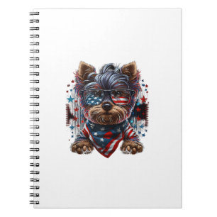 4. Juli Patriotic Yorkie Dog US Flag Notizblock