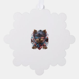 4. Juli Patriotic Yorkie Dog US Flag Ornament Karte