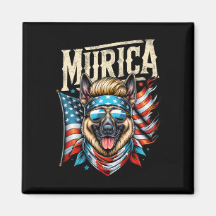 4. Juli Patriotisch Lustiger Deutscher Schäferhund Magnet