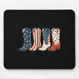 4. Juli Patriotische Cowboy-Stiefel Western Cowgir Mousepad
