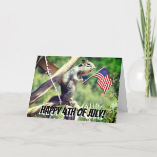 "4. Juli" Patriotische Eichhörnchenausweis Feiertagskarte