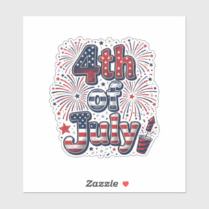 4. Juli Patriotische Feuerwerk Vintage-Shirt Desi Aufkleber