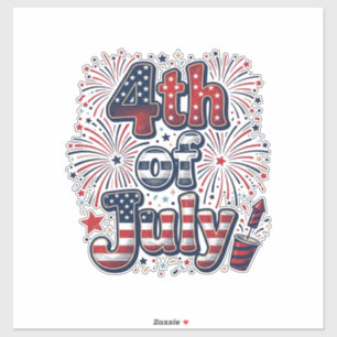 4. Juli Patriotische Feuerwerk Vintage-Shirt Desi Aufkleber