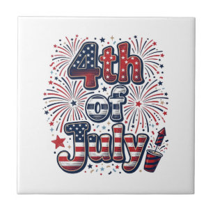 4. Juli Patriotische Feuerwerk Vintage-Shirt Desi Fliese