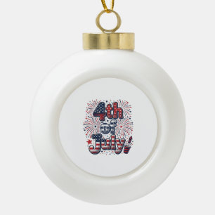 4. Juli Patriotische Feuerwerk Vintage-Shirt Desi Keramik Kugel-Ornament