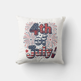 4. Juli Patriotische Feuerwerk Vintage-Shirt Desi Kissen