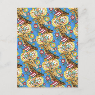 4. JULI PATRIOTISCHE GIRAFFE & FEUERWERK Cute Lust Feiertagspostkarte