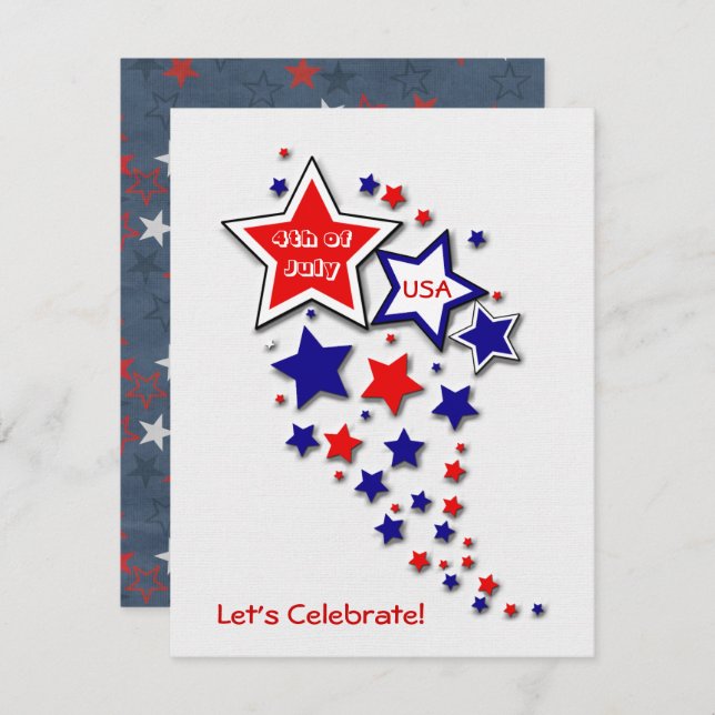 4. Juli Patriotische GRILLEN Party Einladung (Vorne/Hinten)