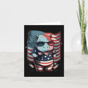 4. Juli Patriotische Hippo Us Flag Karte