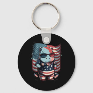 4. Juli Patriotische Hippo Us Flag Schlüsselanhänger