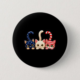 4. Juli Patriotische Katze USA Amerikanische Flagg Button