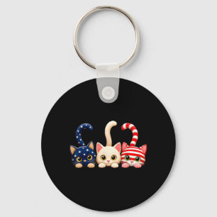 4. Juli Patriotische Katze USA Amerikanische Flagg Schlüsselanhänger