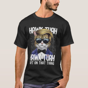 4. Juli Patriotische Katze USA Hawk Tuah Spuck dra T-Shirt