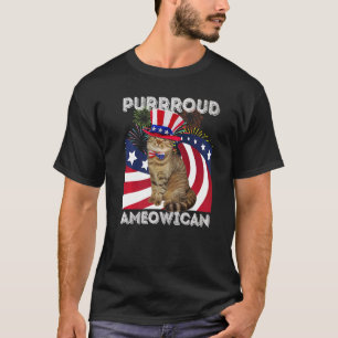 4. Juli Patriotische Katzenfeuerwerke mit US-Flagg T-Shirt