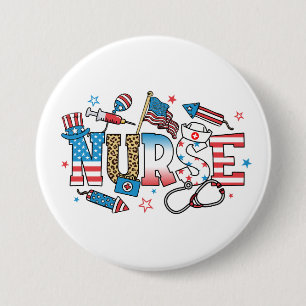 4. Juli Patriotische Krankenpflege Runde Button