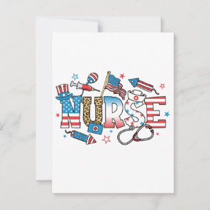 4. Juli Patriotische Krankenschwester Postkarte