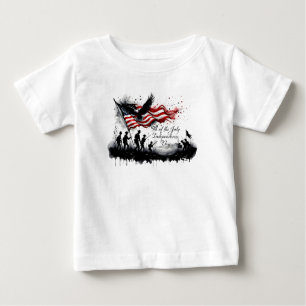 4. Juli Patriotische Kunst mit Flag & Soldaten Baby T-shirt
