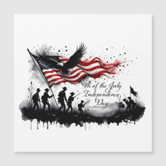 4. Juli Patriotische Kunst mit Flag & Soldaten Magnetkarte