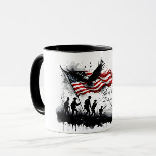 4. Juli Patriotische Kunst mit Flag & Soldaten Tasse