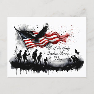 4. Juli-patriotische Kunst mit Flagge und Soldaten Feiertagspostkarte