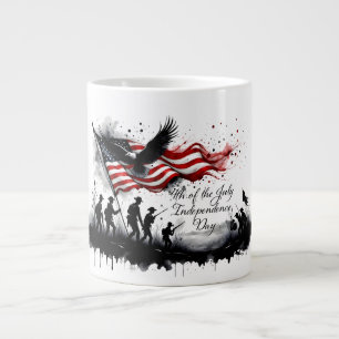 4. Juli-patriotische Kunst mit Flagge und Soldaten Jumbo-Tasse
