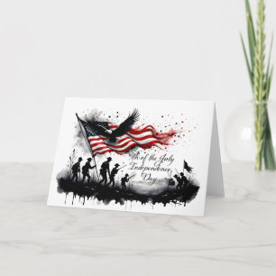 4. Juli-patriotische Kunst mit Flagge und Soldaten Karte