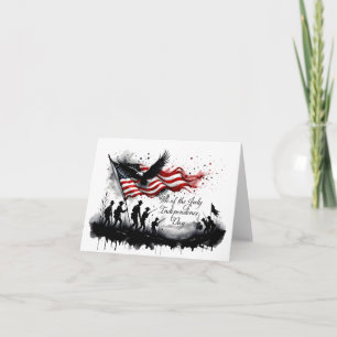 4. Juli-patriotische Kunst mit Flagge und Soldaten Karte