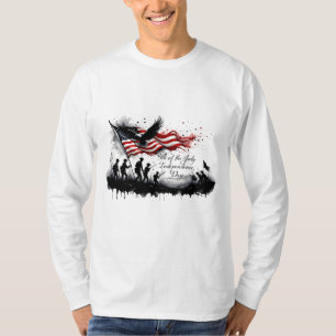 4. Juli-patriotische Kunst mit Flagge und Soldaten T-Shirt