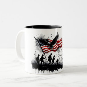 4. Juli-patriotische Kunst mit Flagge und Soldaten Zweifarbige Tasse