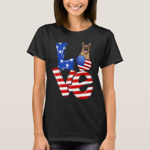 4. Juli Patriotische Liebe Deutscher Schäferhund A T-Shirt