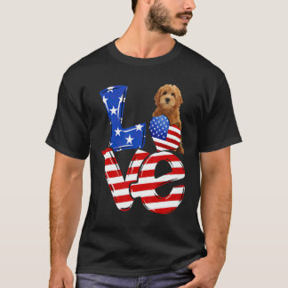 4. Juli Patriotische Liebe Goldendoodle Amerikanis T-Shirt