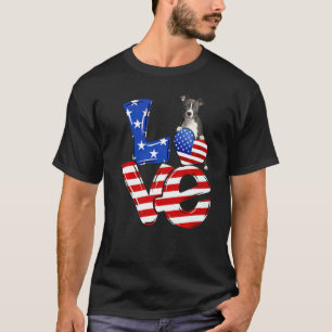 4. Juli Patriotische Liebe Nase Pitbull Amerikanis T-Shirt