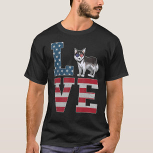 4. Juli Patriotische Liebe Sibirien Husky Dog Amer T-Shirt