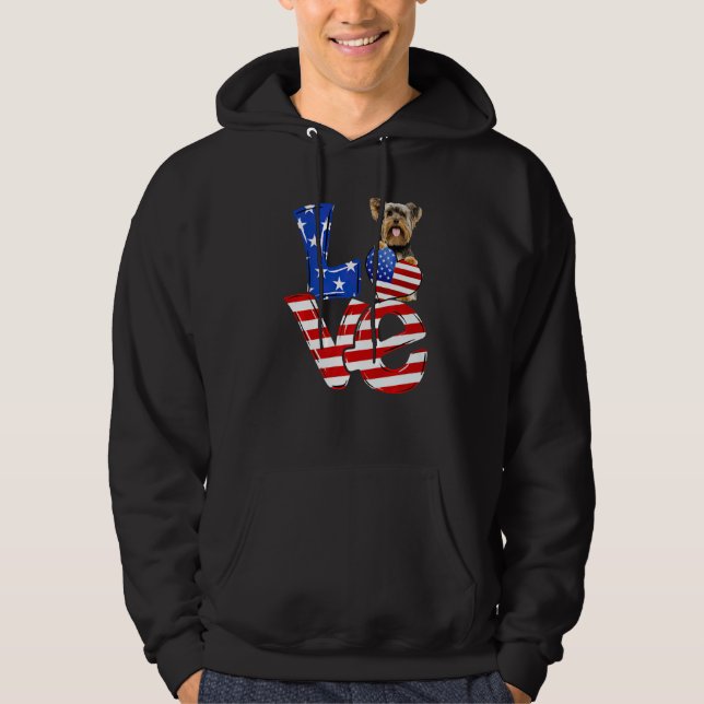 4. Juli Patriotische Liebe Yorkshire Terrier Ameri Hoodie (Vorderseite)