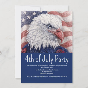 4. Juli Patriotische Rot-Weiß-Blau USA-Party  Einladung