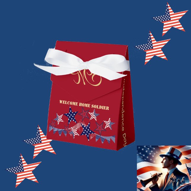 4. Juli Patriotische Stars Begrüßung Zuhause Soldi Geschenkschachtel (4th July Patriotic Stars Welcome Home Soldier Favor Boxes)