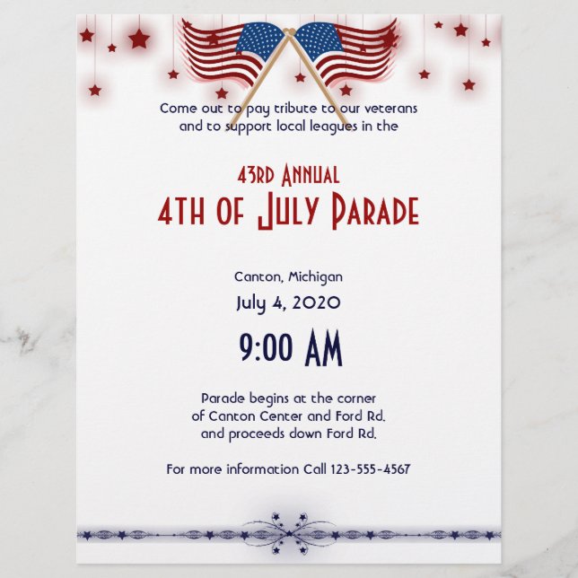 4. Juli Patriotische US-Flaggen und Sterne Flyer (Vorne)