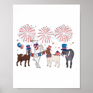 4. Juli Patriotische Ziege Usa Amerikanische Flagg Poster