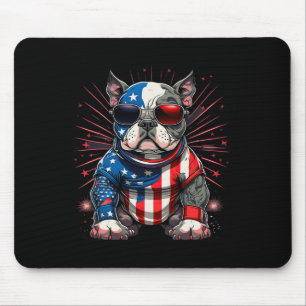 4. Juli Patriotischer Amerikaner Bully Dog US Flag Mousepad