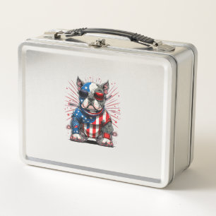 4. Juli Patriotischer amerikanischer Bully Dog US- Metall Brotdose