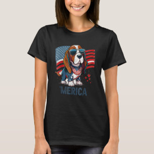 4. Juli Patriotischer Basset Hound Hund Merica T-Shirt
